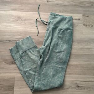 Women's Sage Green Ribbed Leggings